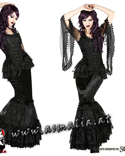 1016 - Gothic mermaid skirt by Sinister Fishtail Samt Rock lang im Gothic Shop Asmalia