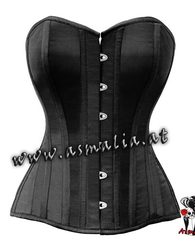 Schwarzes Satin Herzschnitt Vollbrust Korsett Asmalia Gothic Shop