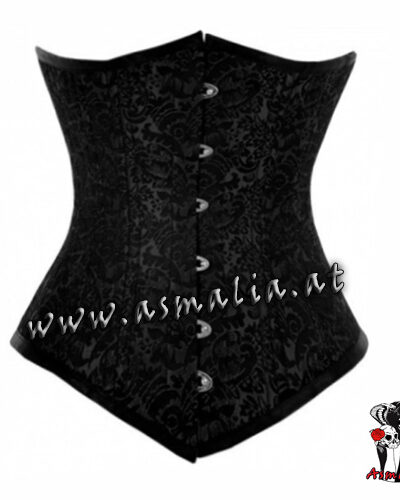 Langes Schwarzes Unterbrust Korsett Brokat Asmalia Gothic Shop