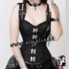 Schwarz Brokat Vollbrust Korsett mit Träger Asmalia Gothic Shop