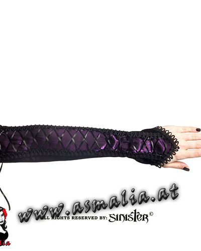 Samtarmstulpen mit Schnürung violett G058 - Velvet and tafetta gloves by Sinister im Gothic Shop Asmalia