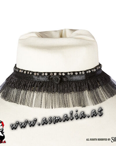 Samtchoker mit Strass und Taft von Sinister C087 im Gothic Shop Asmalia