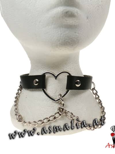 Herz Halsband mit Ketten Leder