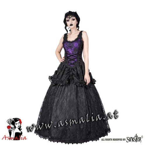 Kleid bodenlang mit Diamantausschnitt lila 1085 von Sinister im Gothic Shop Asmalia Wien