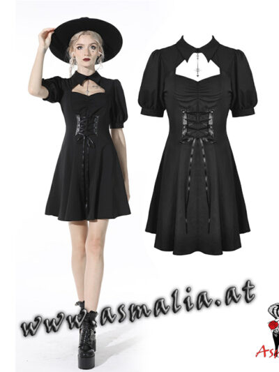 Kleid mit Schnürung und Kragen von Dark in Love DW515 im Gothic Shop Asmalia Wien