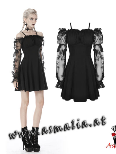 Kleid schulterfrei mit Spitzenärmeln DW390 im Gothic Shop Asmalia