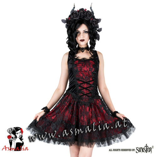 Minikleid mit rotem Satin 1023 von Sinister im Gothic Shop Asmalia Wien