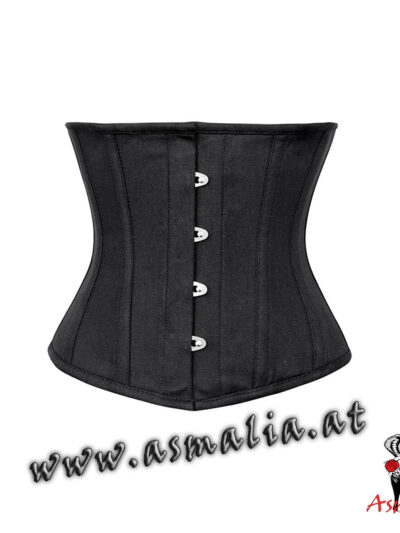 Schwarz Baumwolle Unterbrust Korsett gerade Seitenansicht im Gothic Shop Asmalia Wien