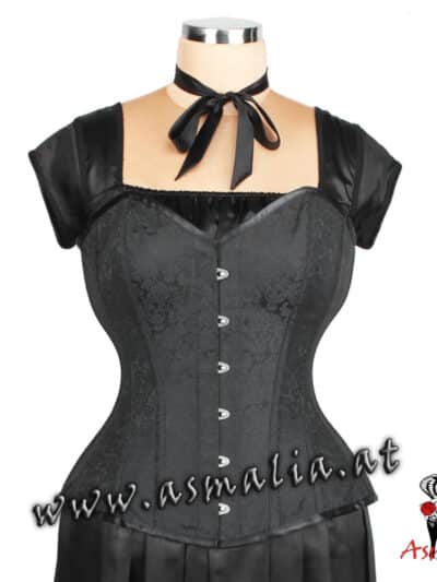 Schwarz Brokat Vollbrust Korsett Herz 11188 im Gothic Shop Asmalia Wien