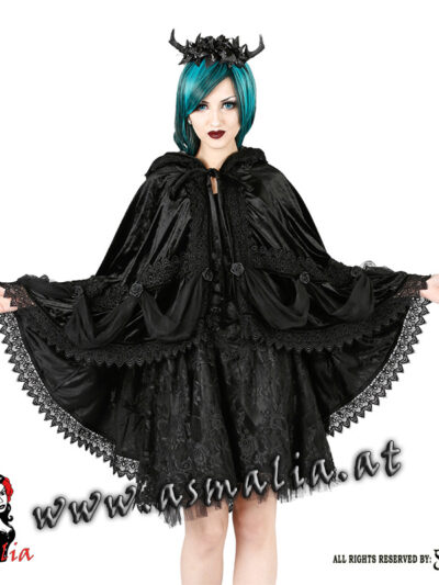 Sinister Samt Cape mit schwarzem Satin 1015 im Gothic Shop Asmalia Wien