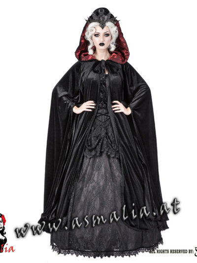 Sinister bodenlanger Samt Cape mit rotem Satin 344 im Gothic Shop Asmalia Wien